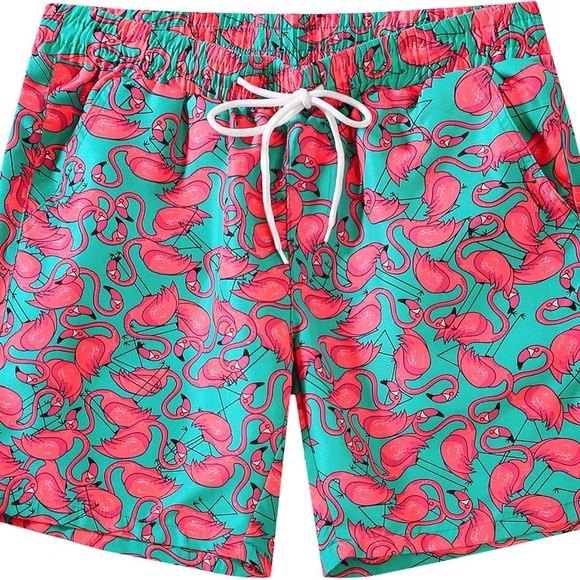 NWT SSLR Mens Swim Trunks Quick Dry with Mesh Lining Flamingo Size 40 XXL - Picture 1 of 16